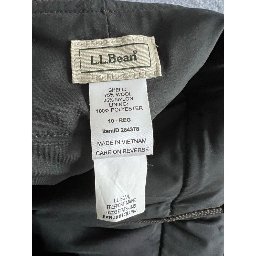 LL Bean Wool Plaid Skirt Women's 10 Purple Green Side Slit Zip Y2K Retro Vintage - Picture 2 of 12